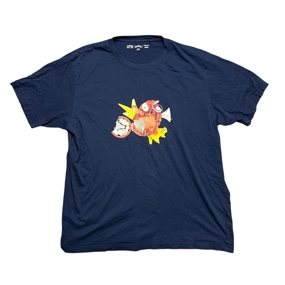 UNIQLO Pokemon Meets Artist UT Magikarp Navy T-Shirt mAgma Short Sleeve Men’s XL - Picture 1 of 5